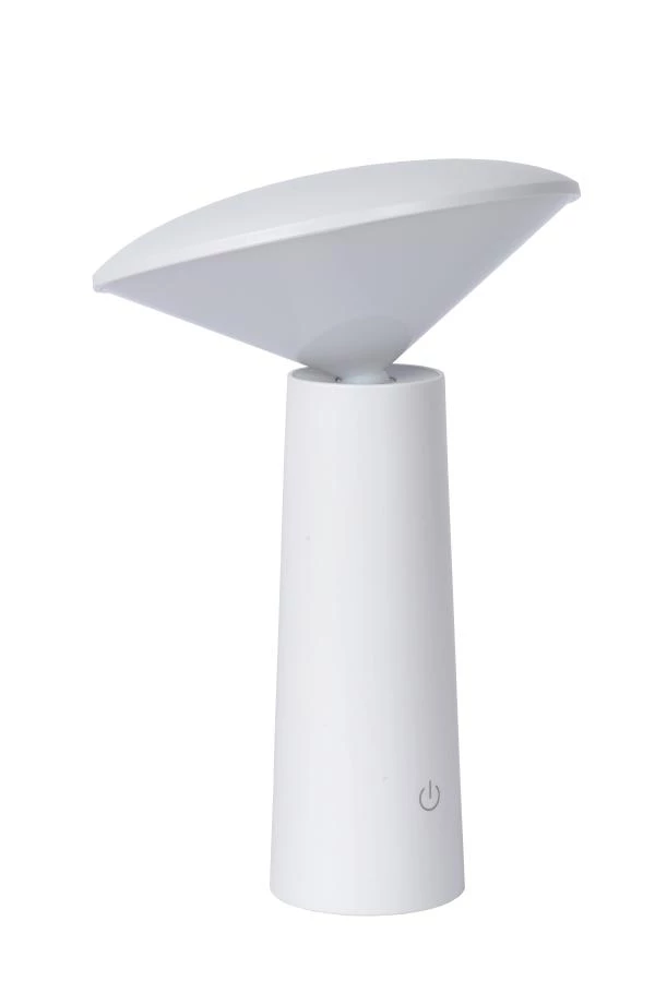 Lucide JIVE - Lampe de table Extérieur Rechargeable - Batterie - Ø 13,7 cm - LED Dim. - 1x4W 6500K - IP44 - 3 StepDim - Blanc - éteint